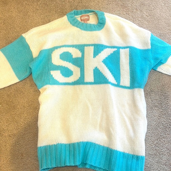 Show Me Your MuMu Sweaters - Show Me Your MuMu White and Blue SKI Sweater